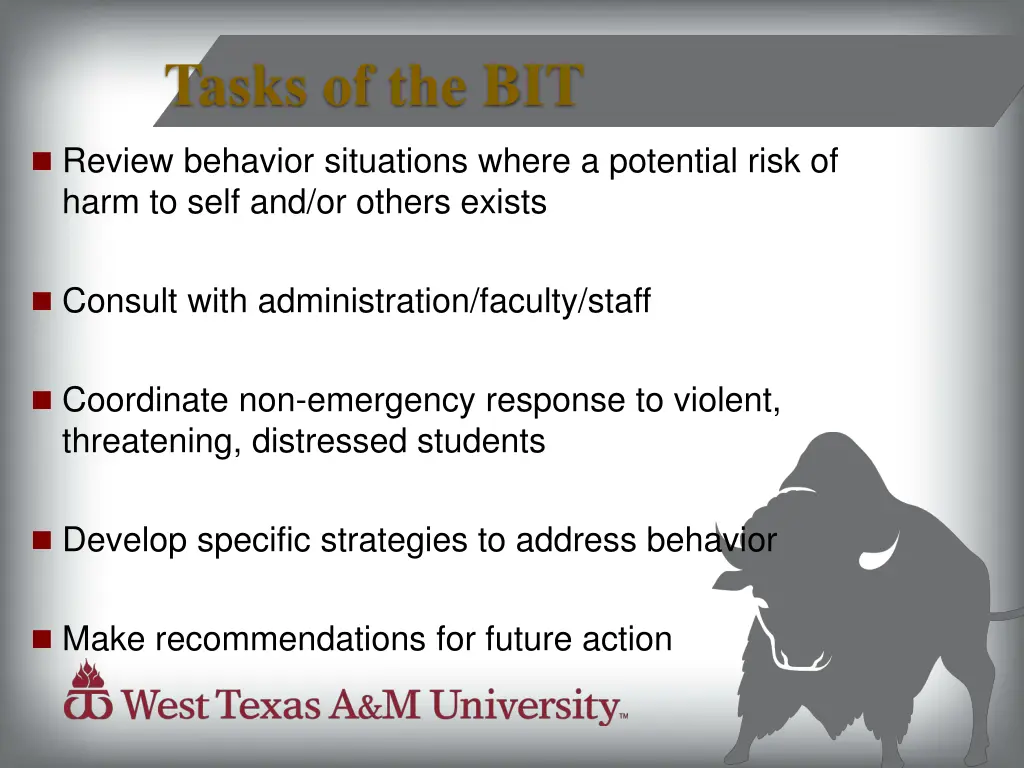 tasks of the bit