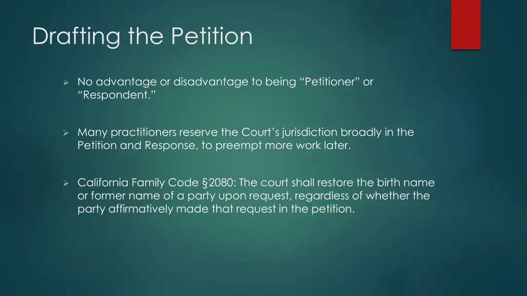 drafting the petition