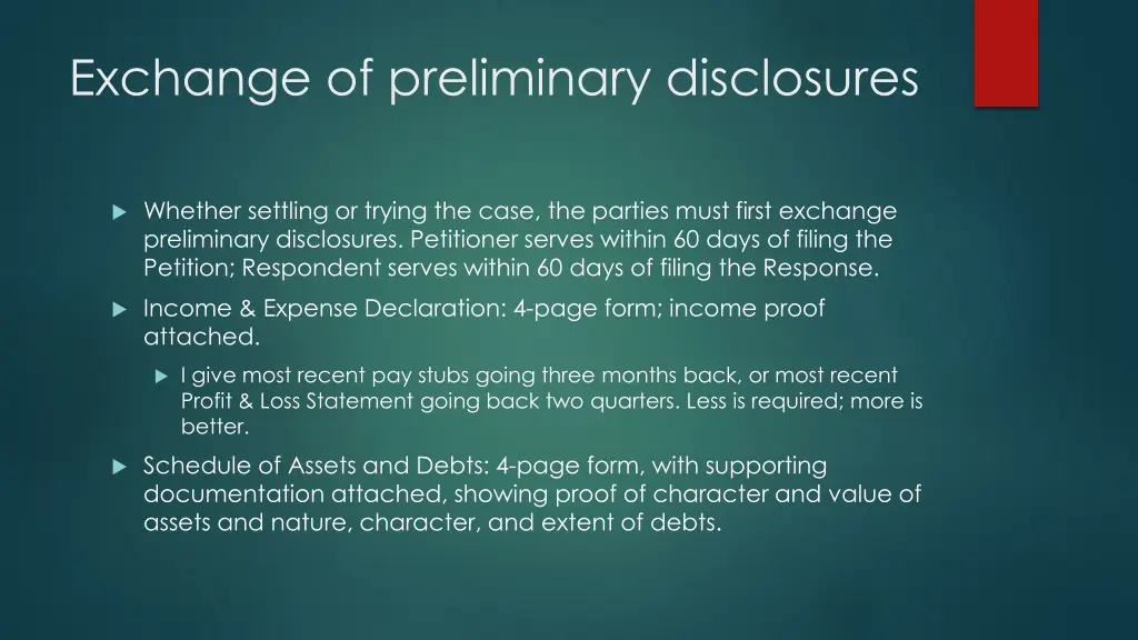 exchange of preliminary disclosures