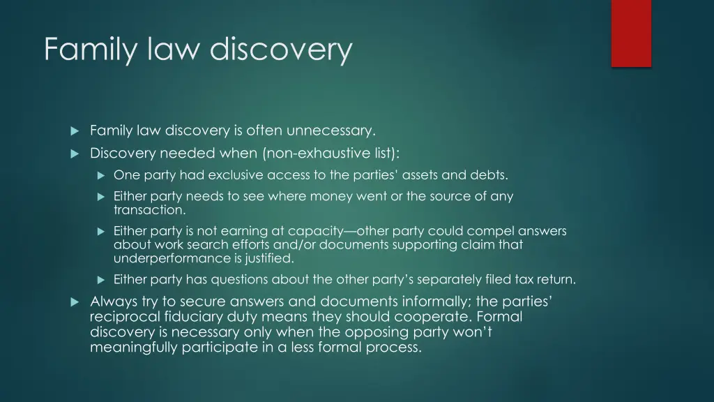 family law discovery