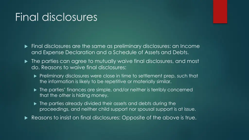 final disclosures