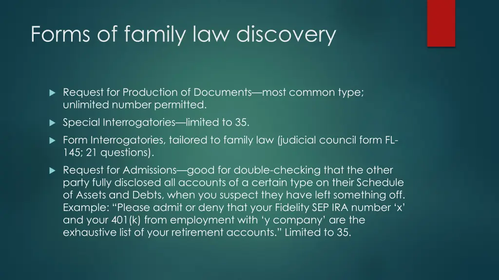 forms of family law discovery
