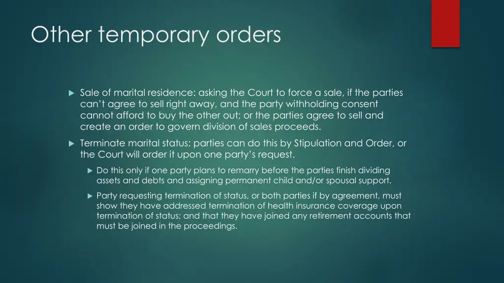 other temporary orders