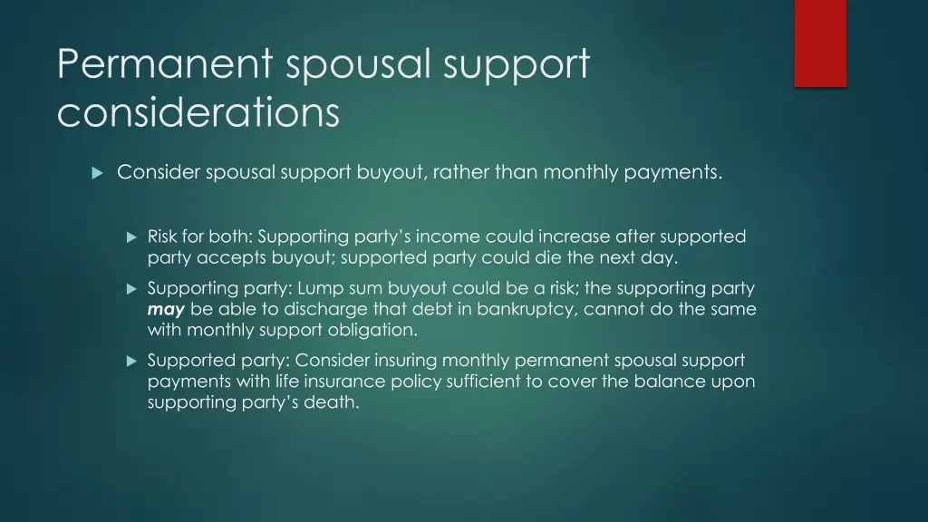 permanent spousal support considerations