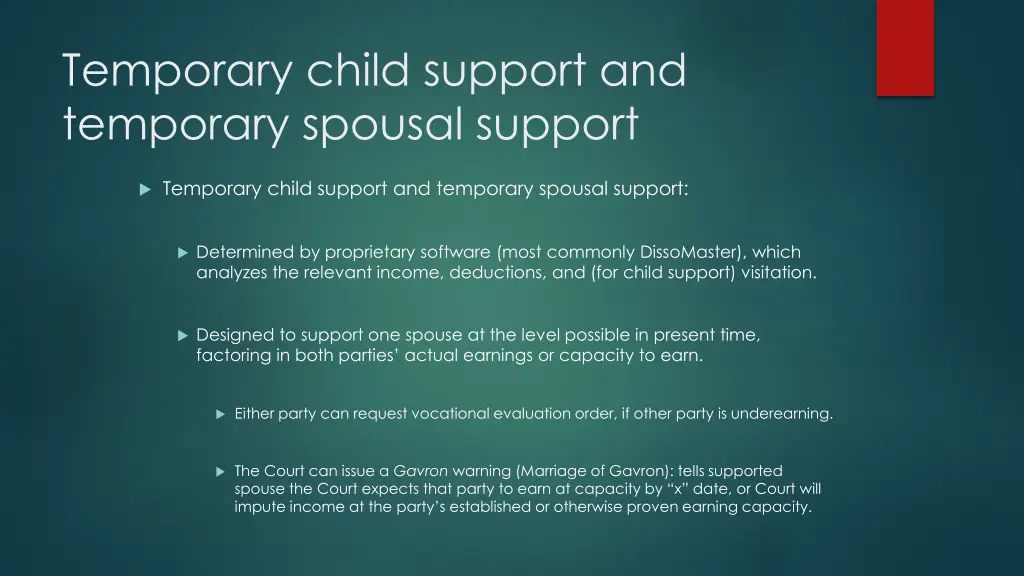 temporary child support and temporary spousal