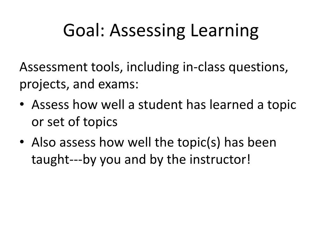 goal assessing learning