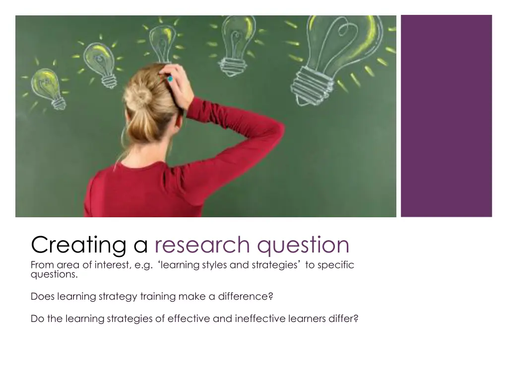 creating a research question from area