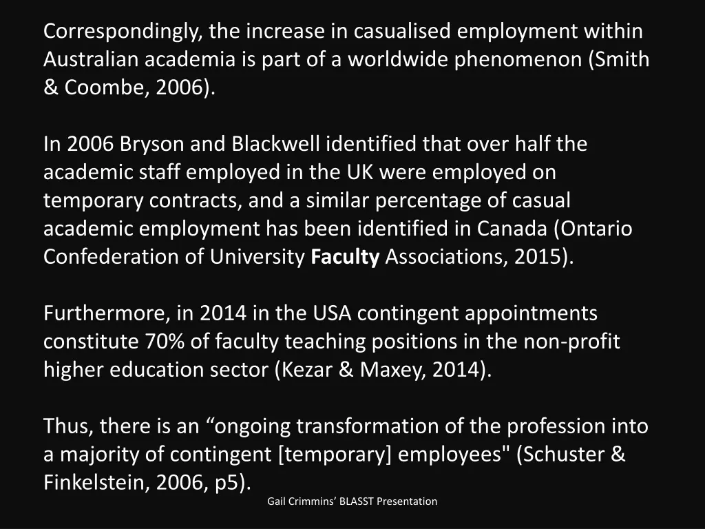 correspondingly the increase in casualised