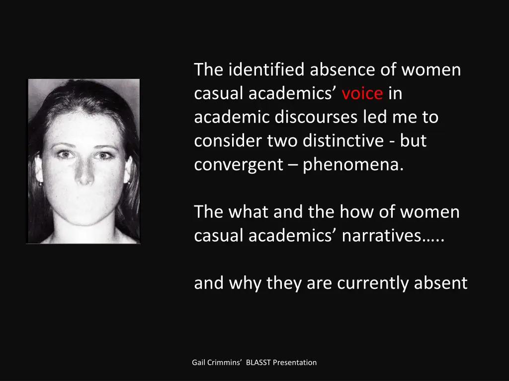 the identified absence of women casual academics