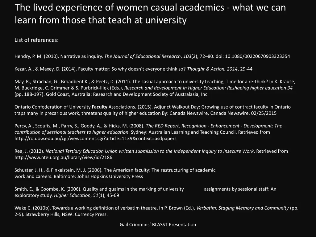 the lived experience of women casual academics 2