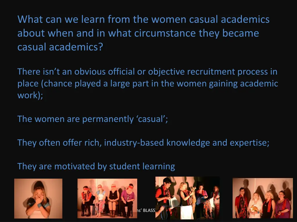 what can we learn from the women casual academics