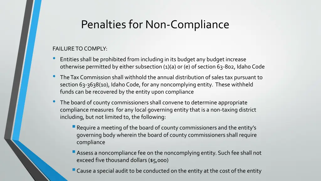 penalties for non compliance