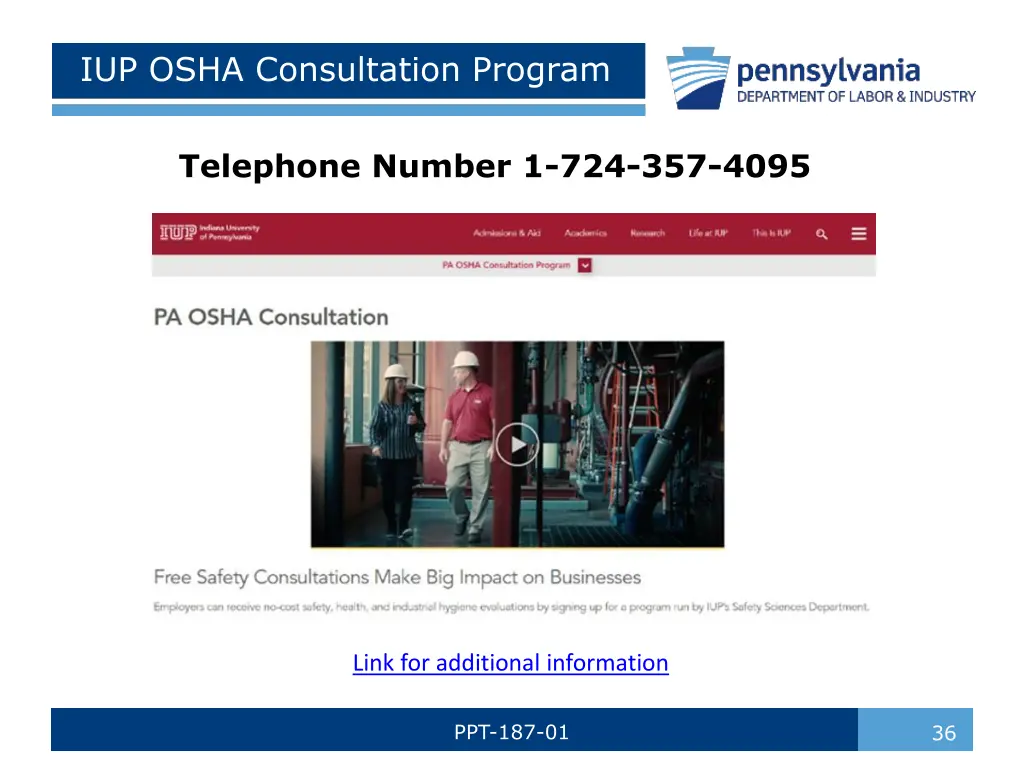 iup osha consultation program