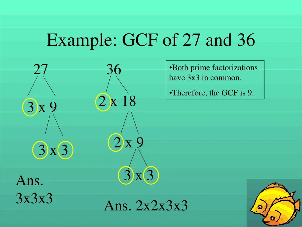 example gcf of 27 and 36