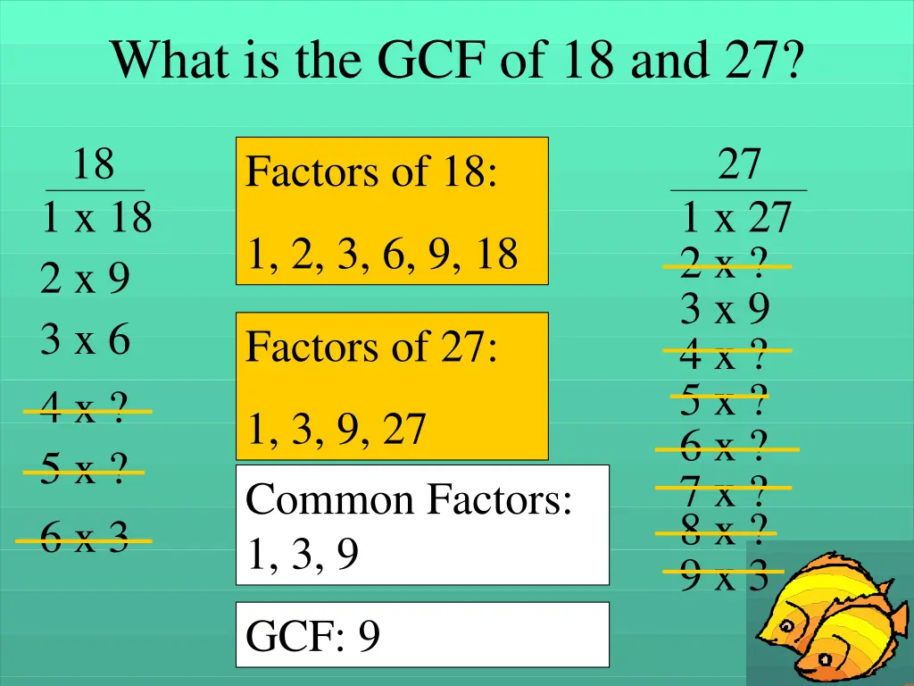 what is the gcf of 18 and 27