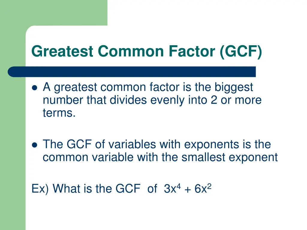 greatest common factor gcf