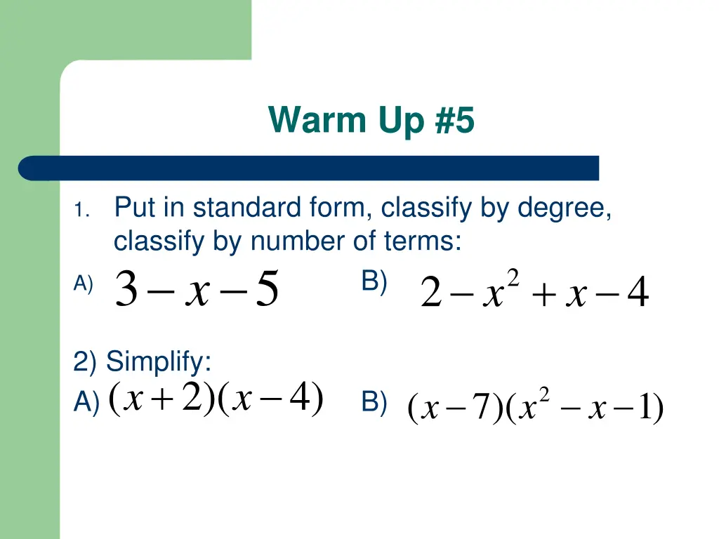 warm up 5