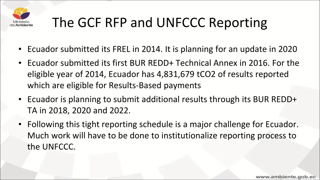 the gcf rfp and unfccc reporting 2