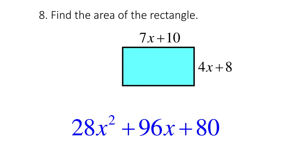 8 find the area of the rectangle