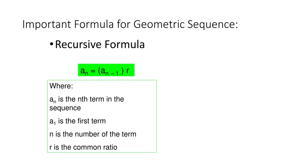 important formula for geometric sequence