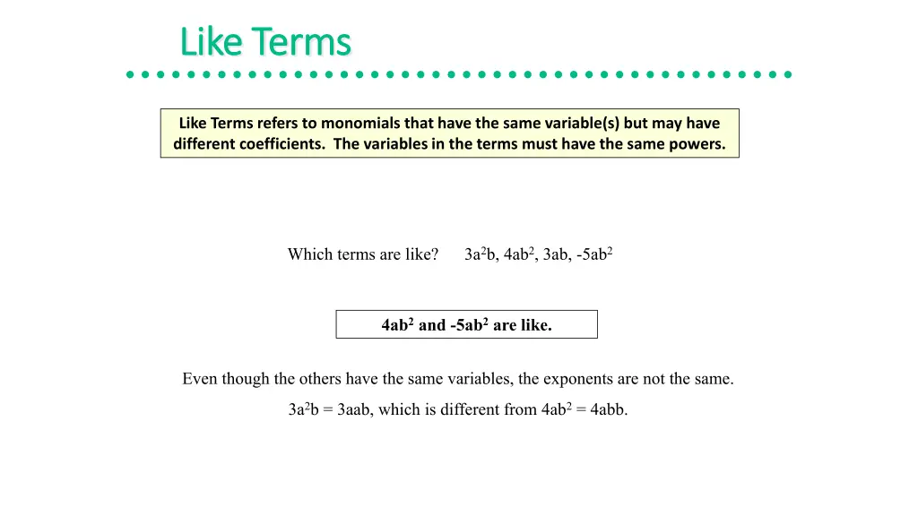 like terms like terms