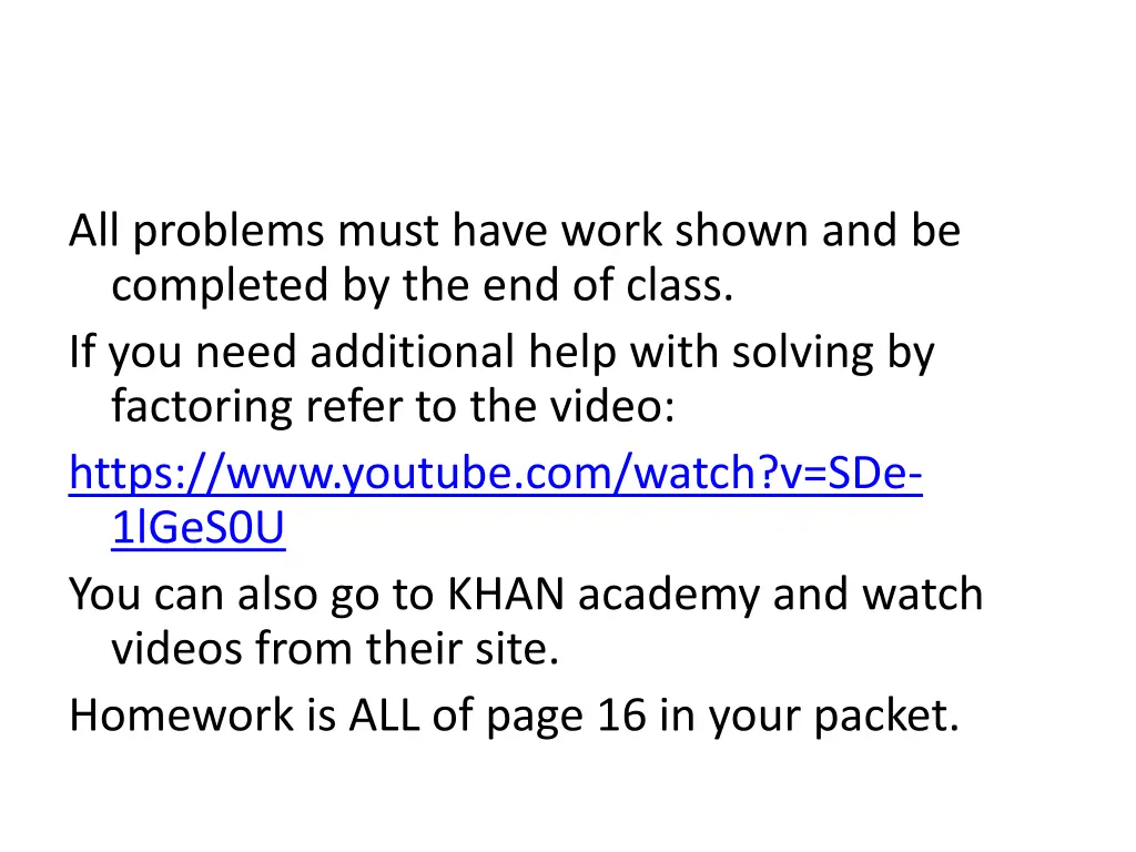 all problems must have work shown