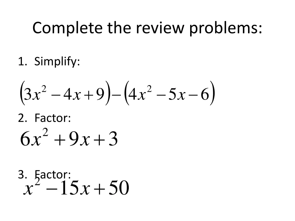 complete the review problems