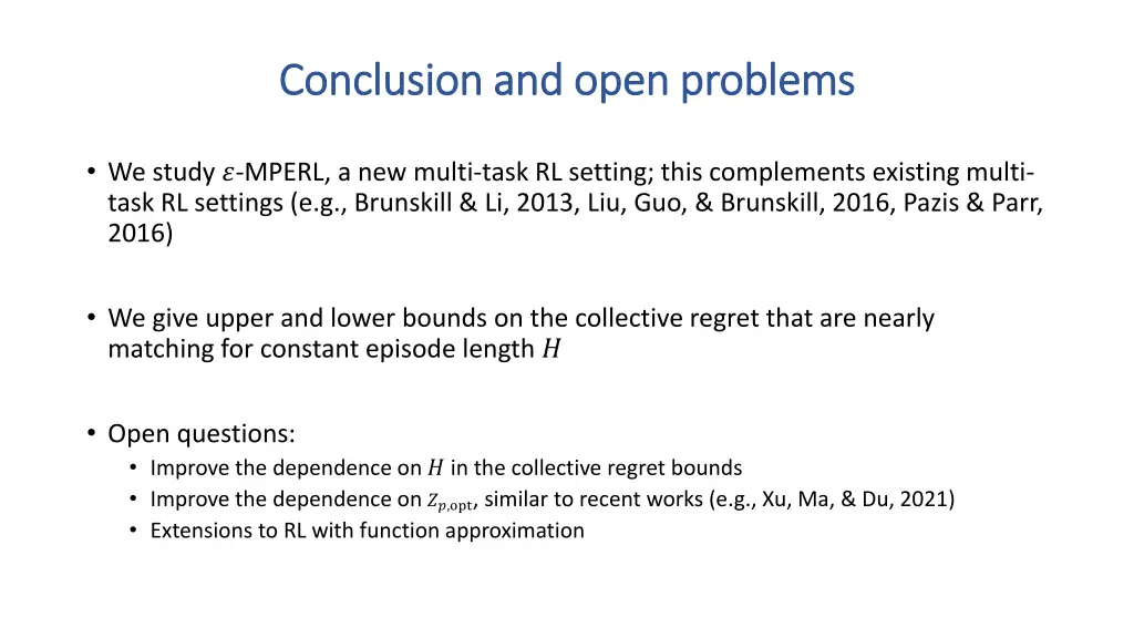 conclusion and open problems conclusion and open