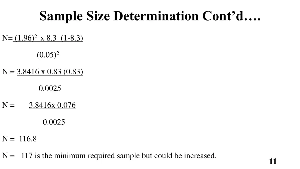 sample size determination cont d