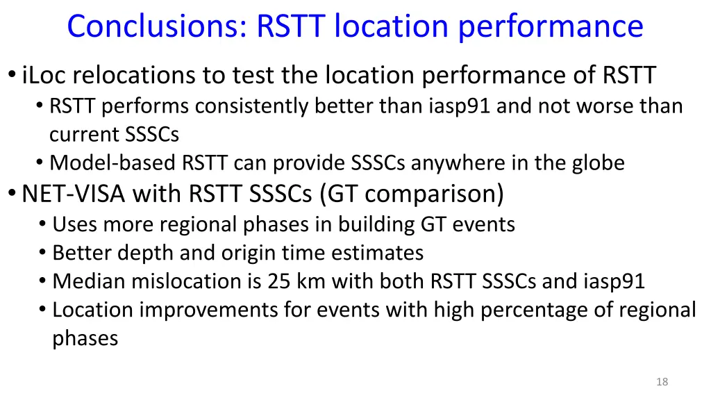 conclusions rstt location performance iloc