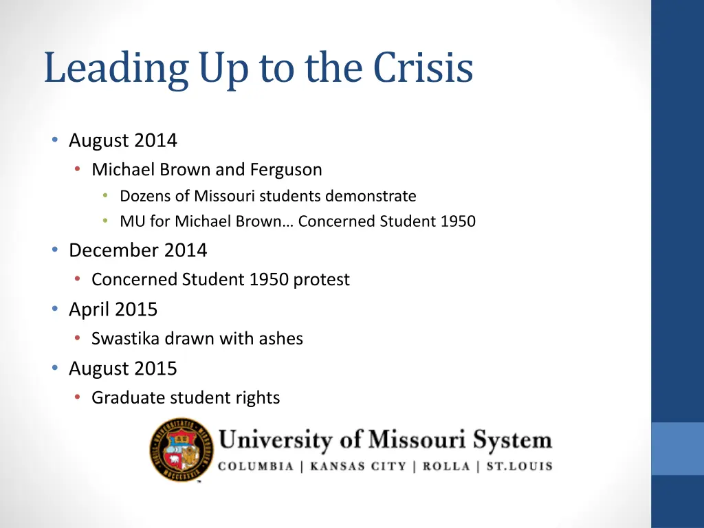 leading up to the crisis