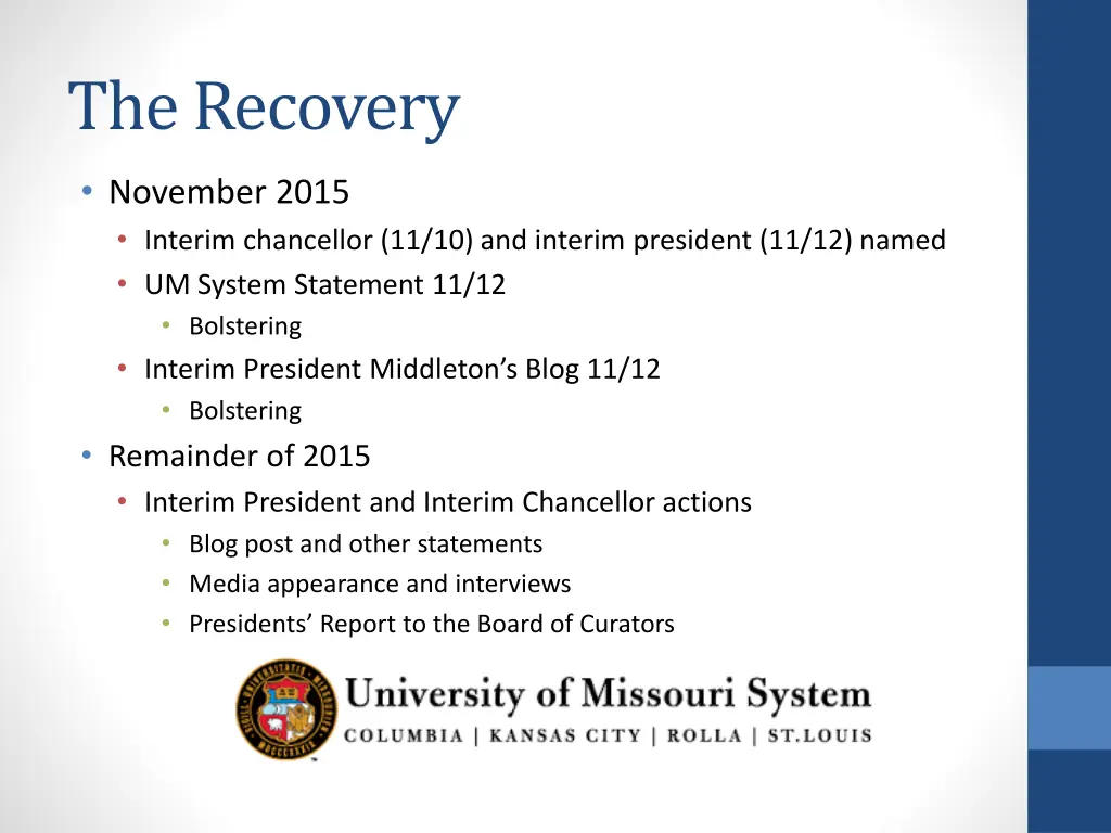 the recovery