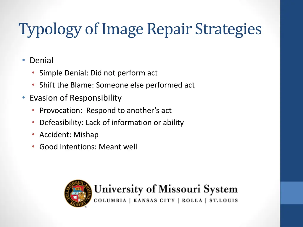typology of image repair strategies