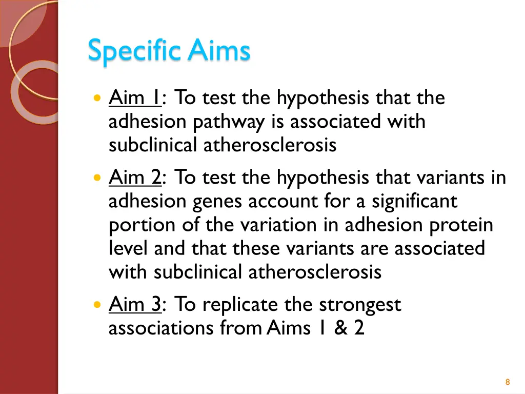specific aims