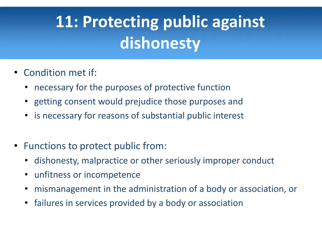 11 protecting public against dishonesty