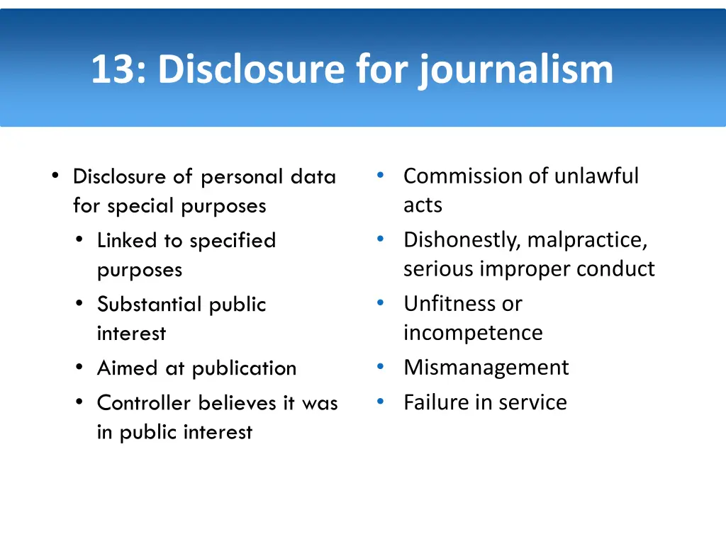 13 disclosure for journalism