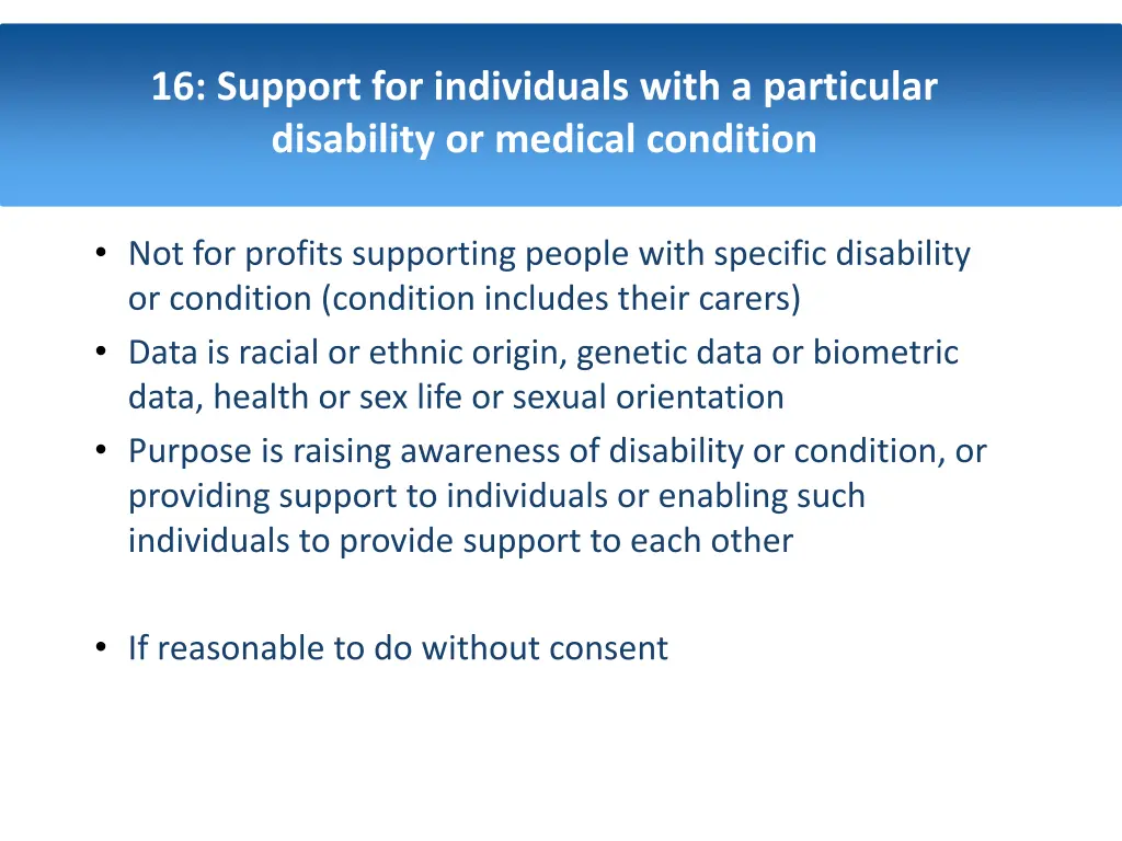 16 support for individuals with a particular