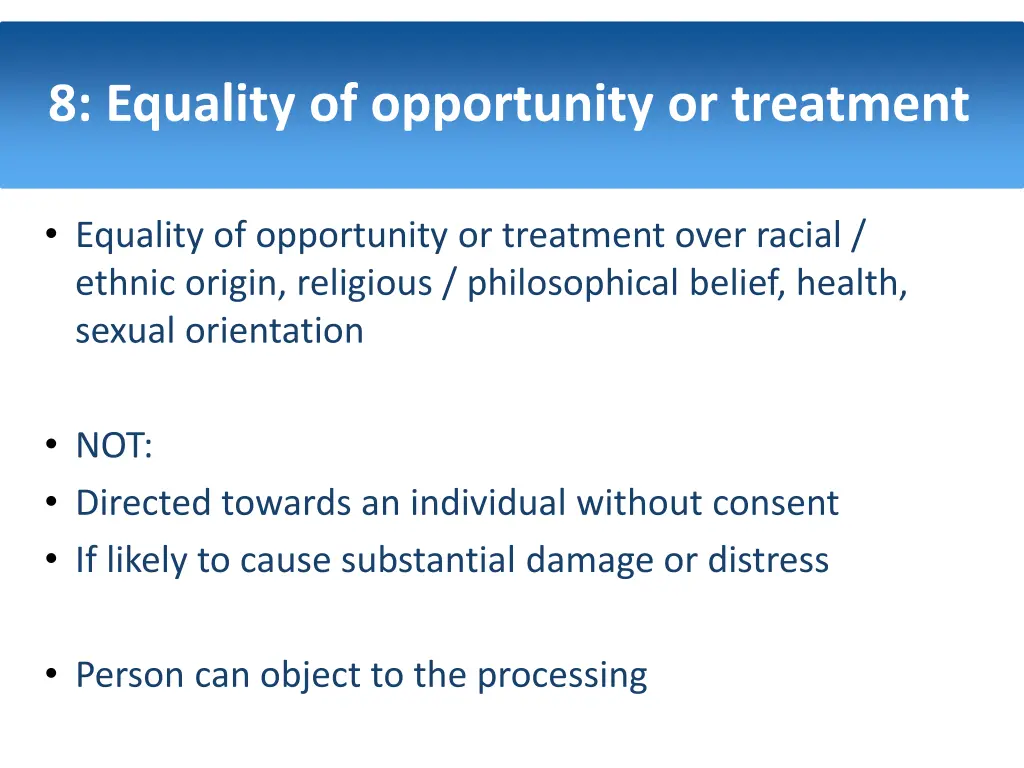 8 equality of opportunity or treatment