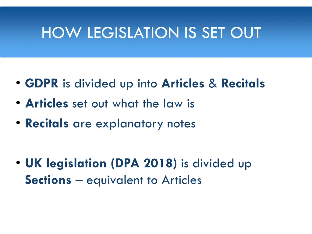 how legislation is set out