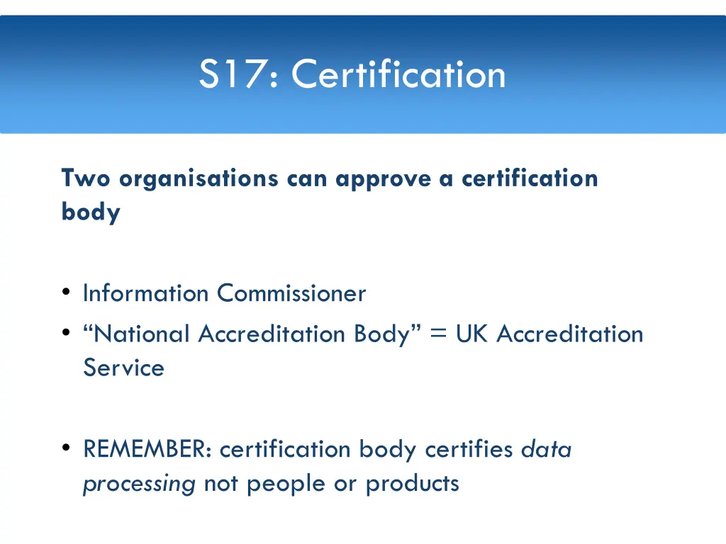 s17 certification