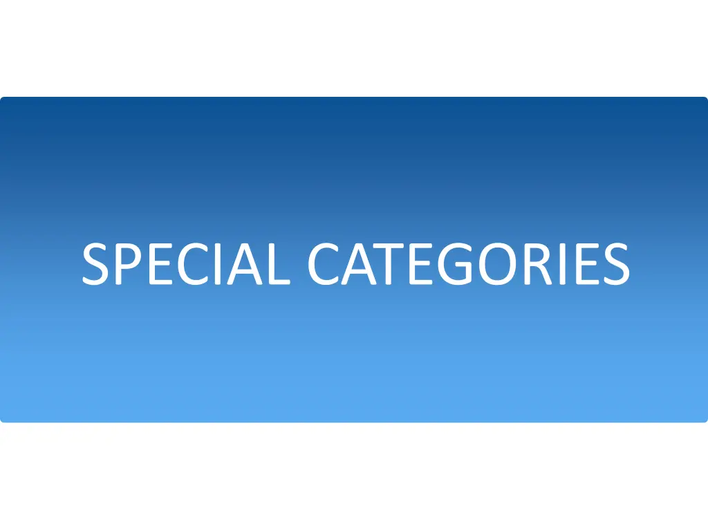 special categories