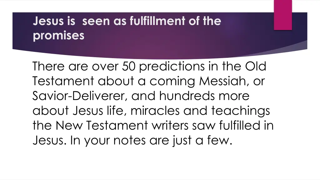 jesus is seen as fulfillment of the promises