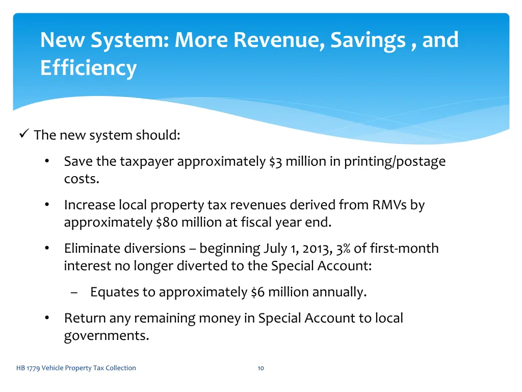 new system more revenue savings and efficiency