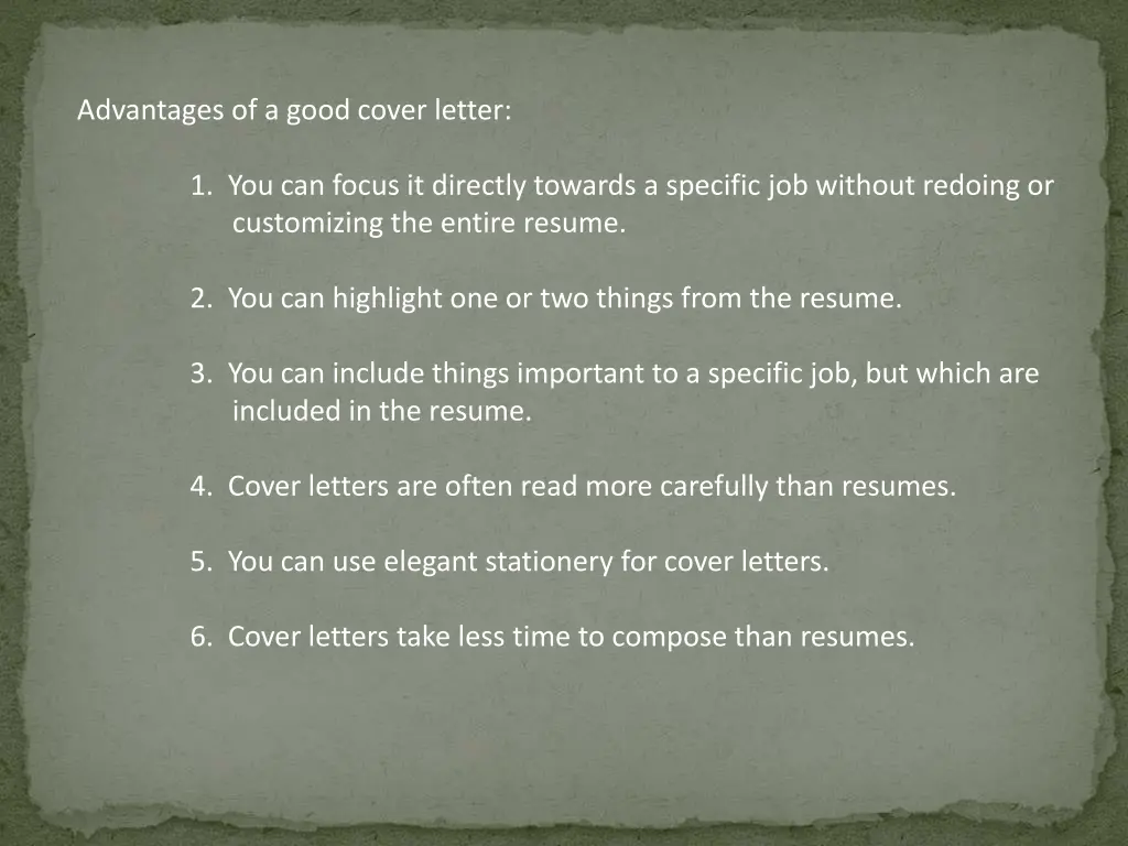 advantages of a good cover letter