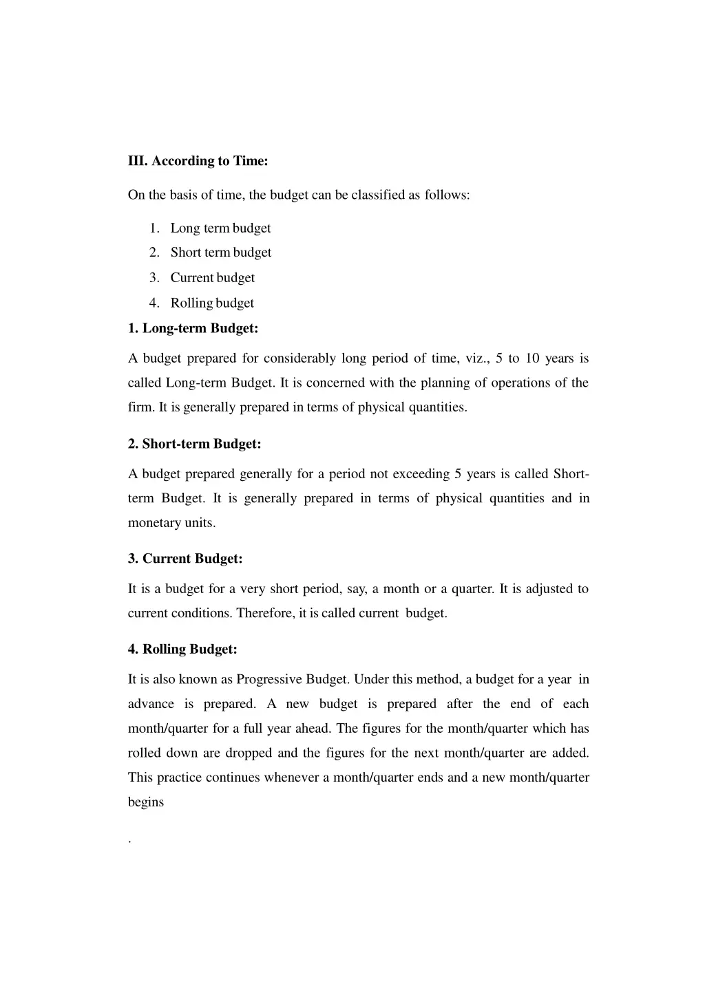 iii according to time