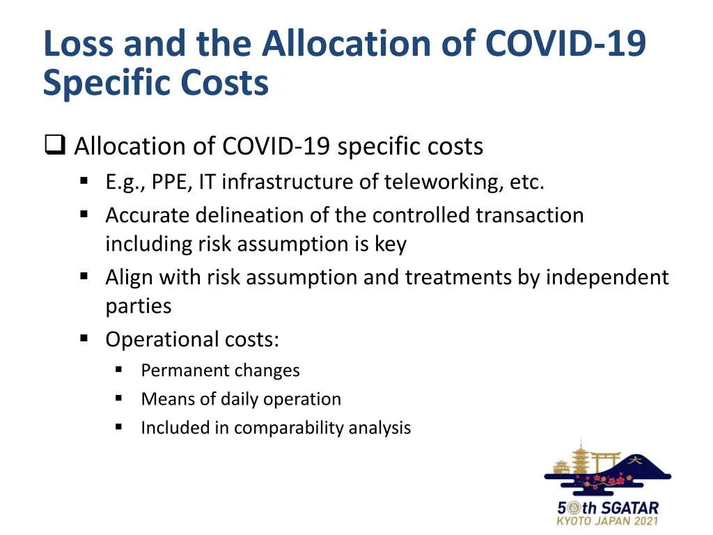 loss and the allocation of covid 19 specific costs 1
