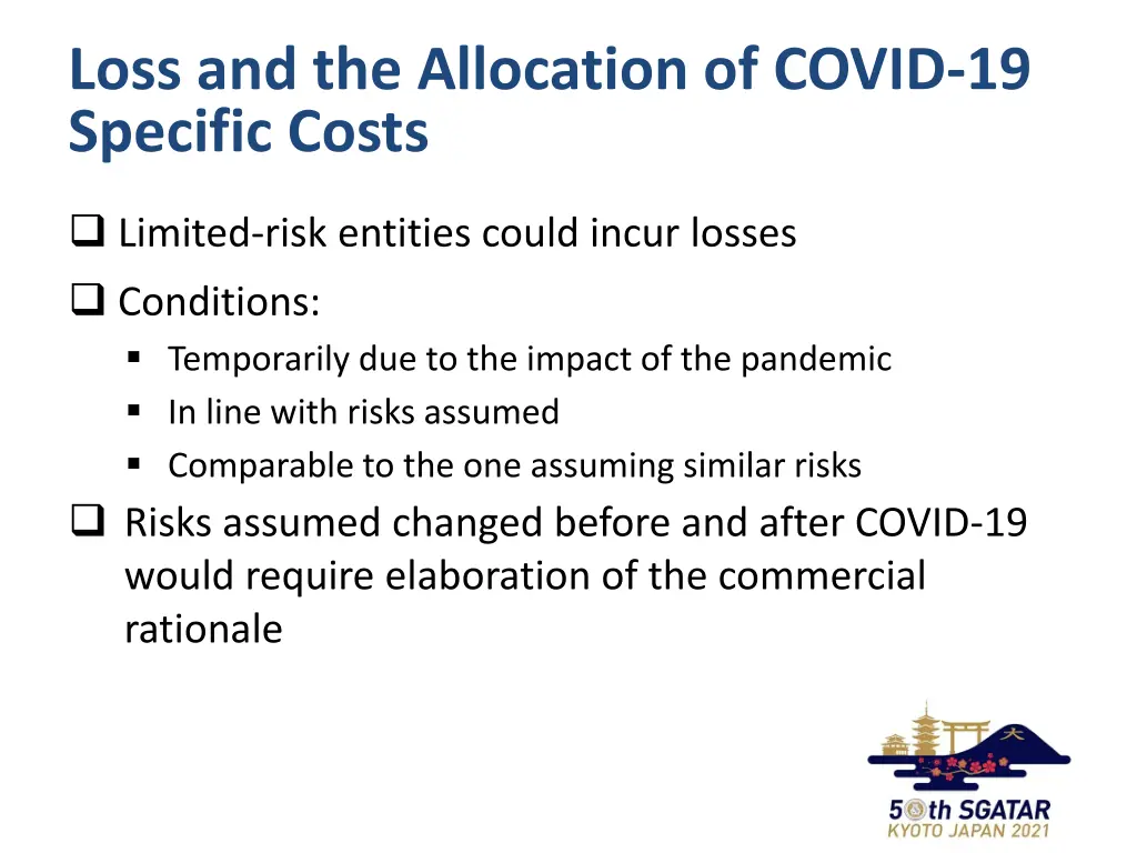 loss and the allocation of covid 19 specific costs