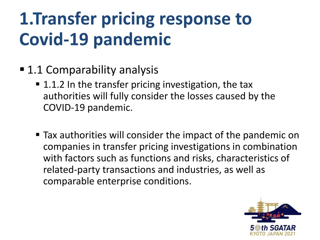 1 transfer pricing response to covid 19 pandemic 1