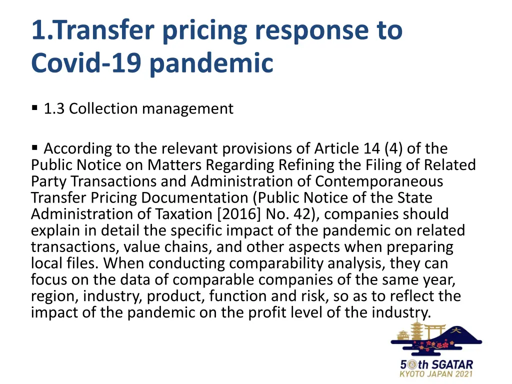 1 transfer pricing response to covid 19 pandemic 5
