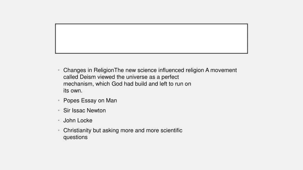 changes in religionthe new science influenced